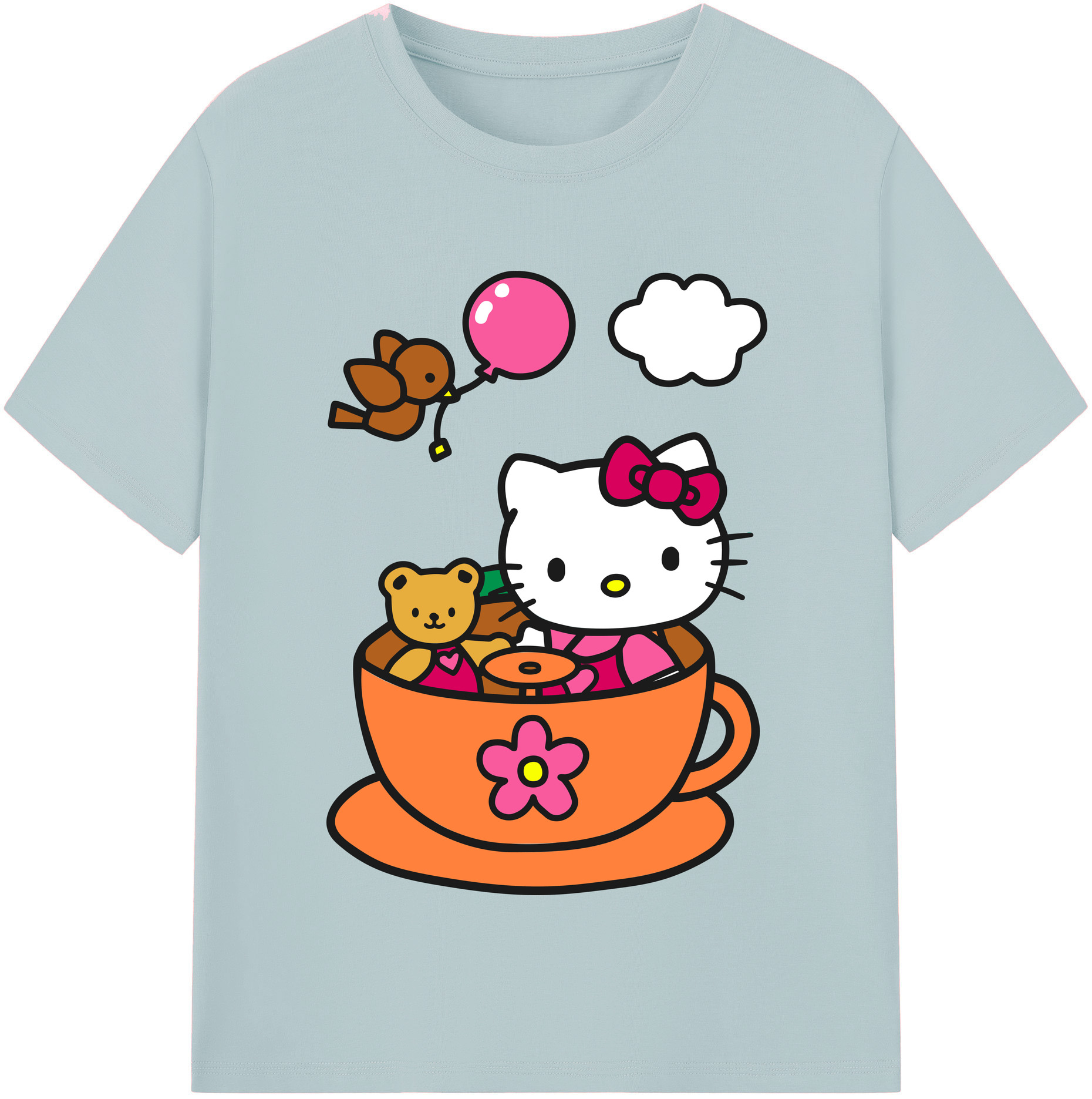 （画像用） Hello Kitty ハローキティ 綿100％半袖Tシャツ（フロントプリント）